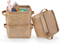 AARAINBOW Storage Basket Bins Canvas Mini Storage Cubes Storage Basket for Makeup, Baby Toys Liners, Books Nursery Storage Baskets with Handles for Shelves & Desks(3 Jute)