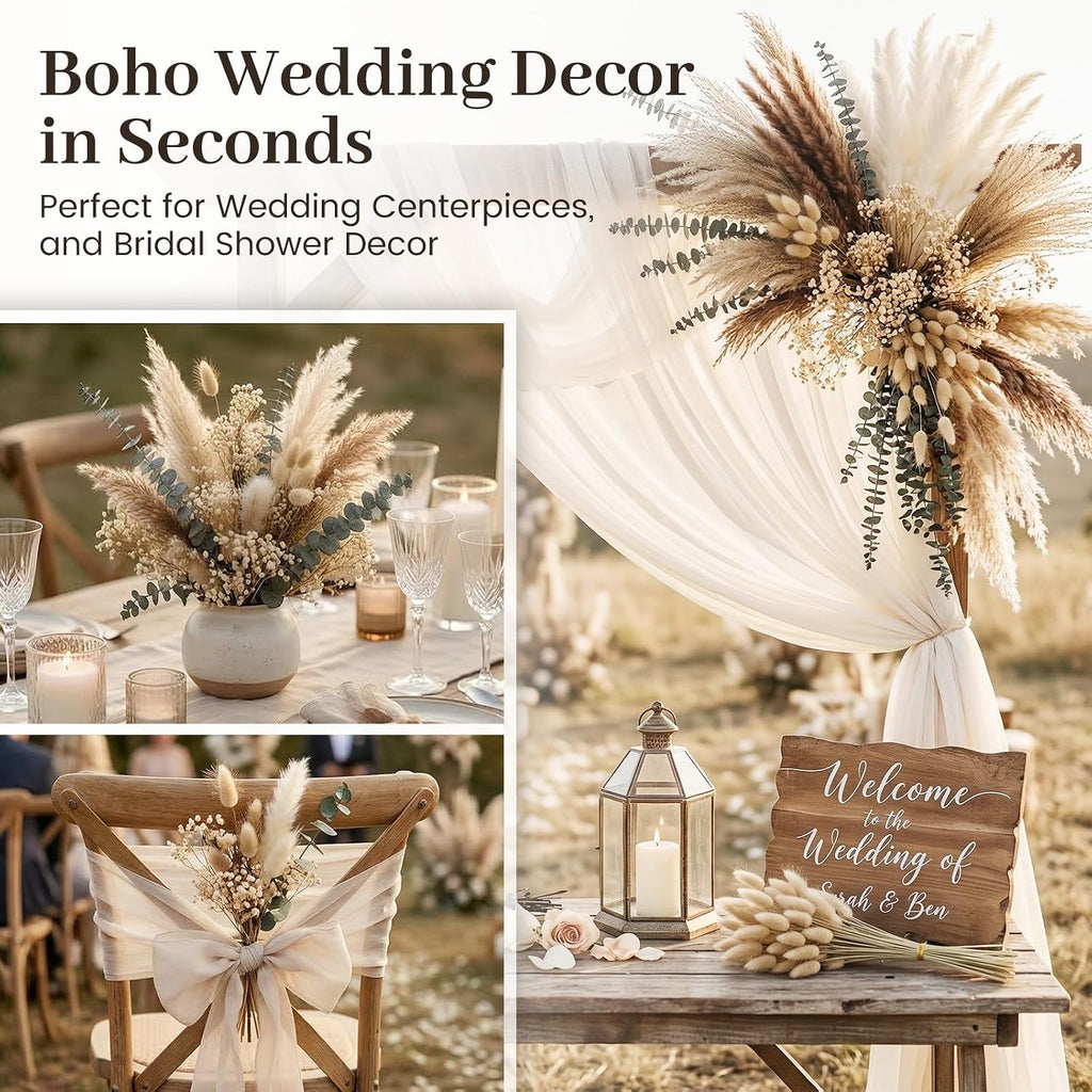 JOHOUSE Dried Pampas Grass Set for Vase, 120PCS 17 inch