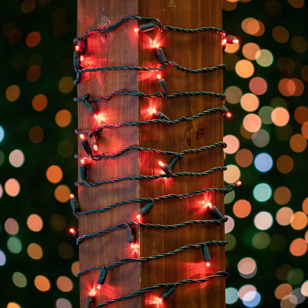 Novelty Lights 11ft 50 LED Red Christmas Lights, Outdoor & Indoor, IP55