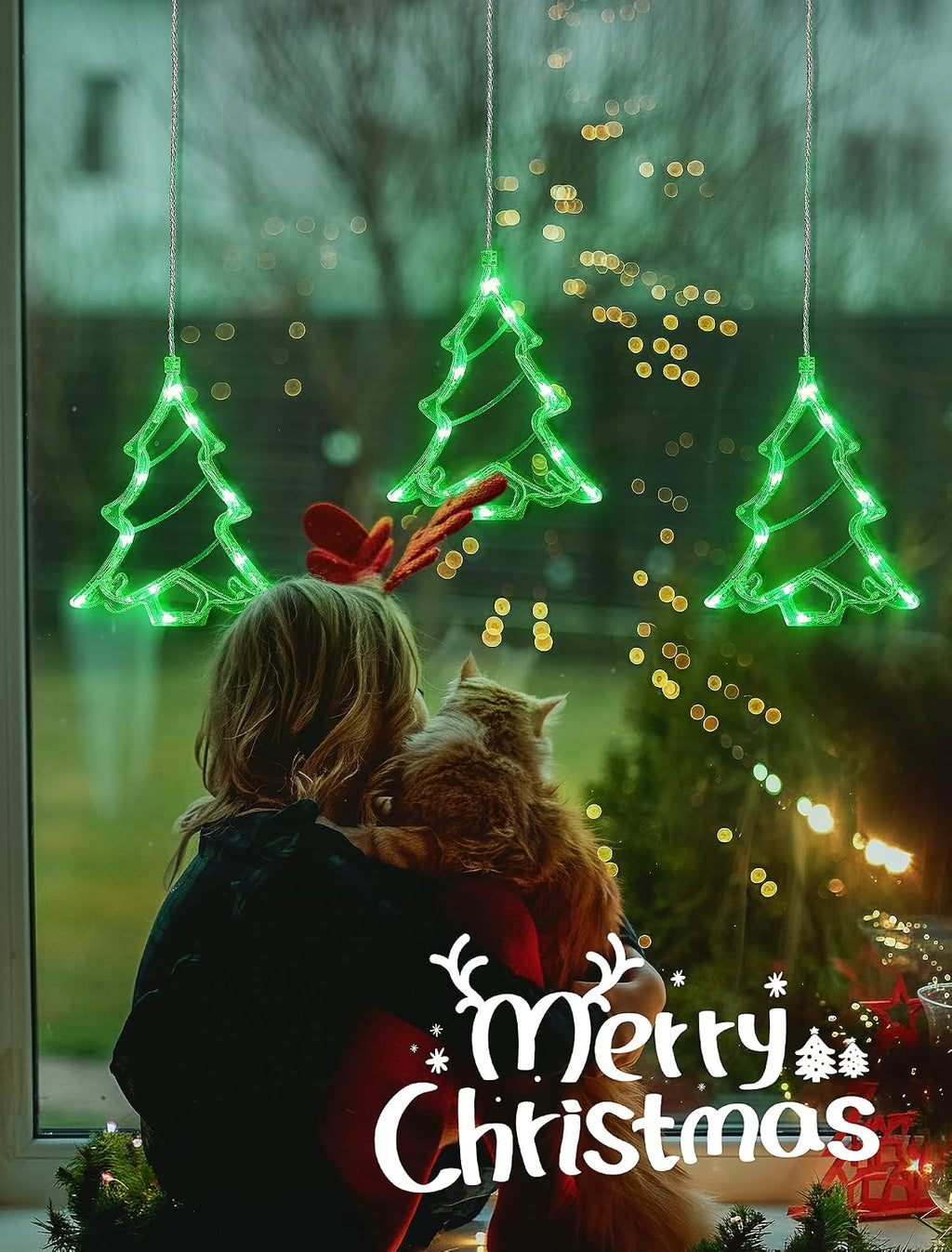 woohaha Christmas Tree Window Lights, 30LED Green