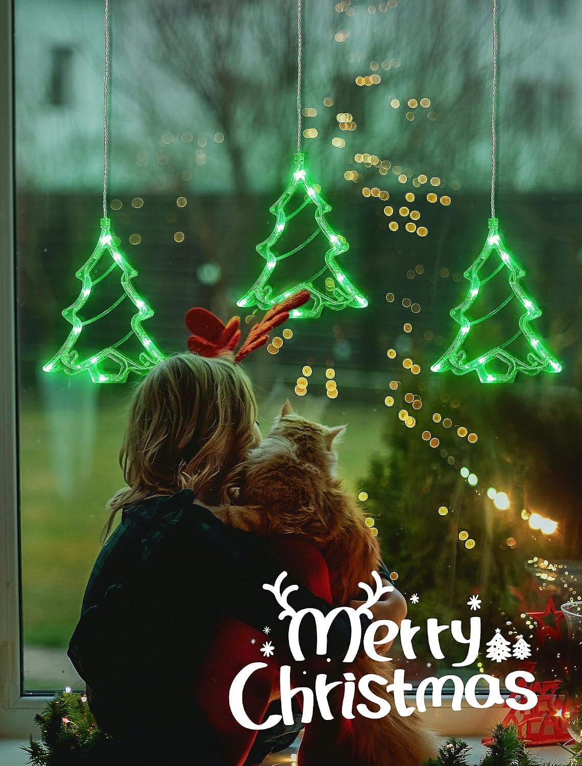 woohaha Christmas Tree Window Lights, 30LED Green