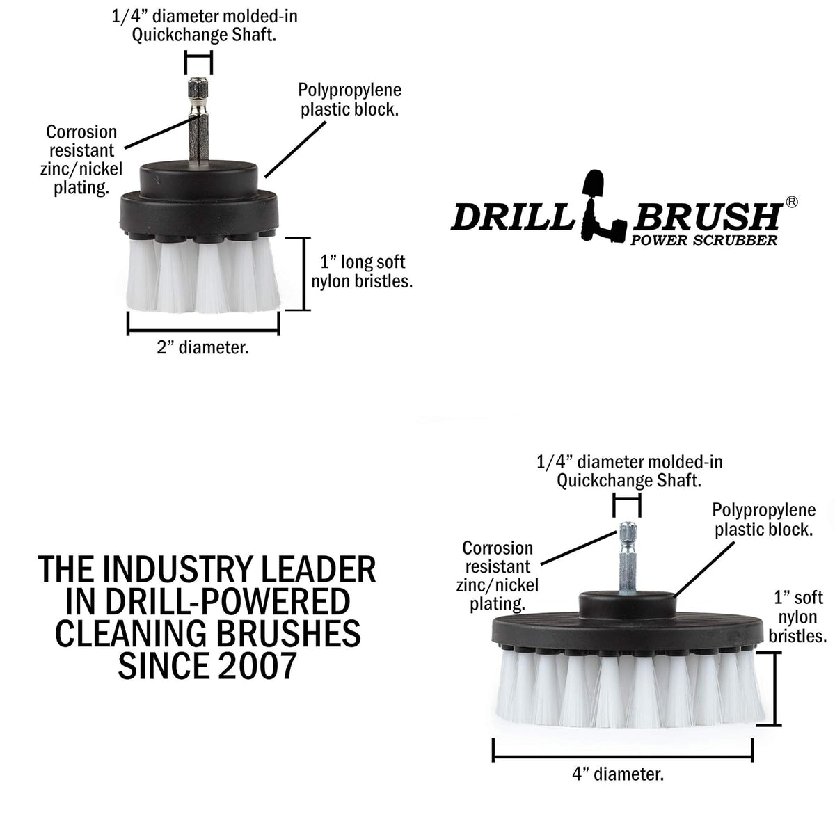 Drillbrush Cleaning Brush for Drill - Car Carpet - Drill Brush Rims