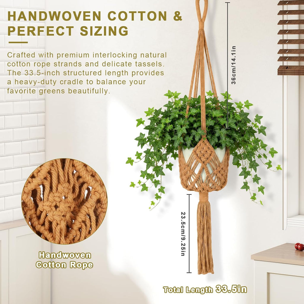 Macrame Plant Hangers 2 Pack 33.5 in Cotton Rope