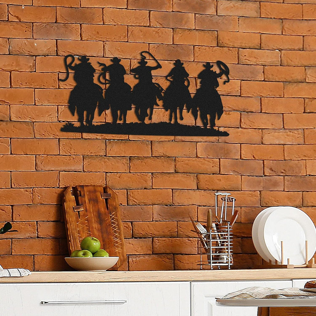 Zonon Western Cowboy Wall Decor Metal Cowboy Sign, Black