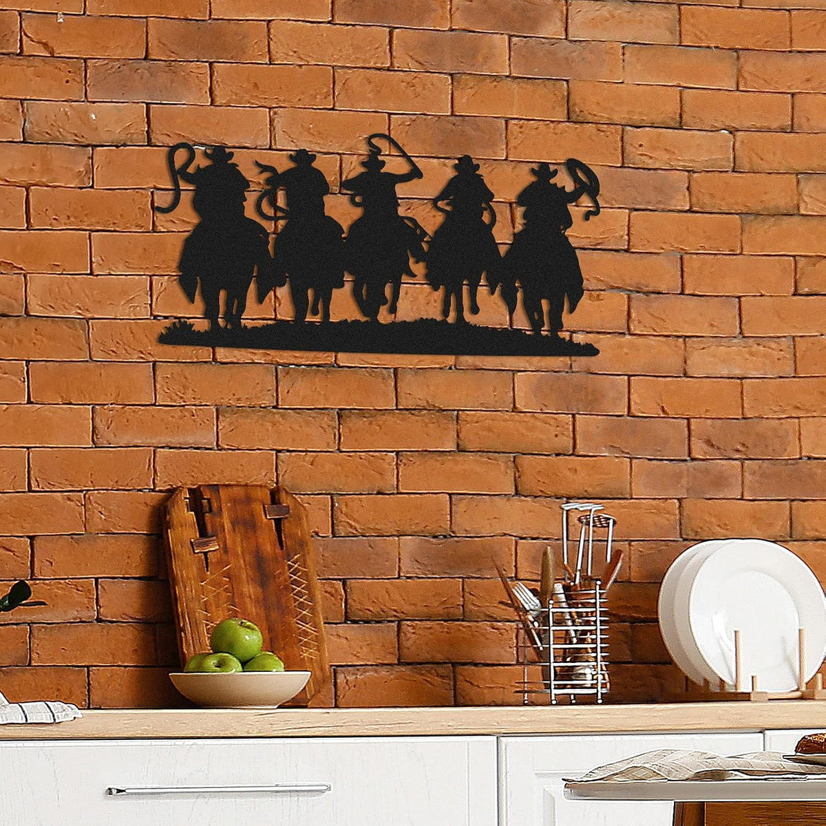 Zonon Western Cowboy Wall Decor Metal Cowboy Sign, Black