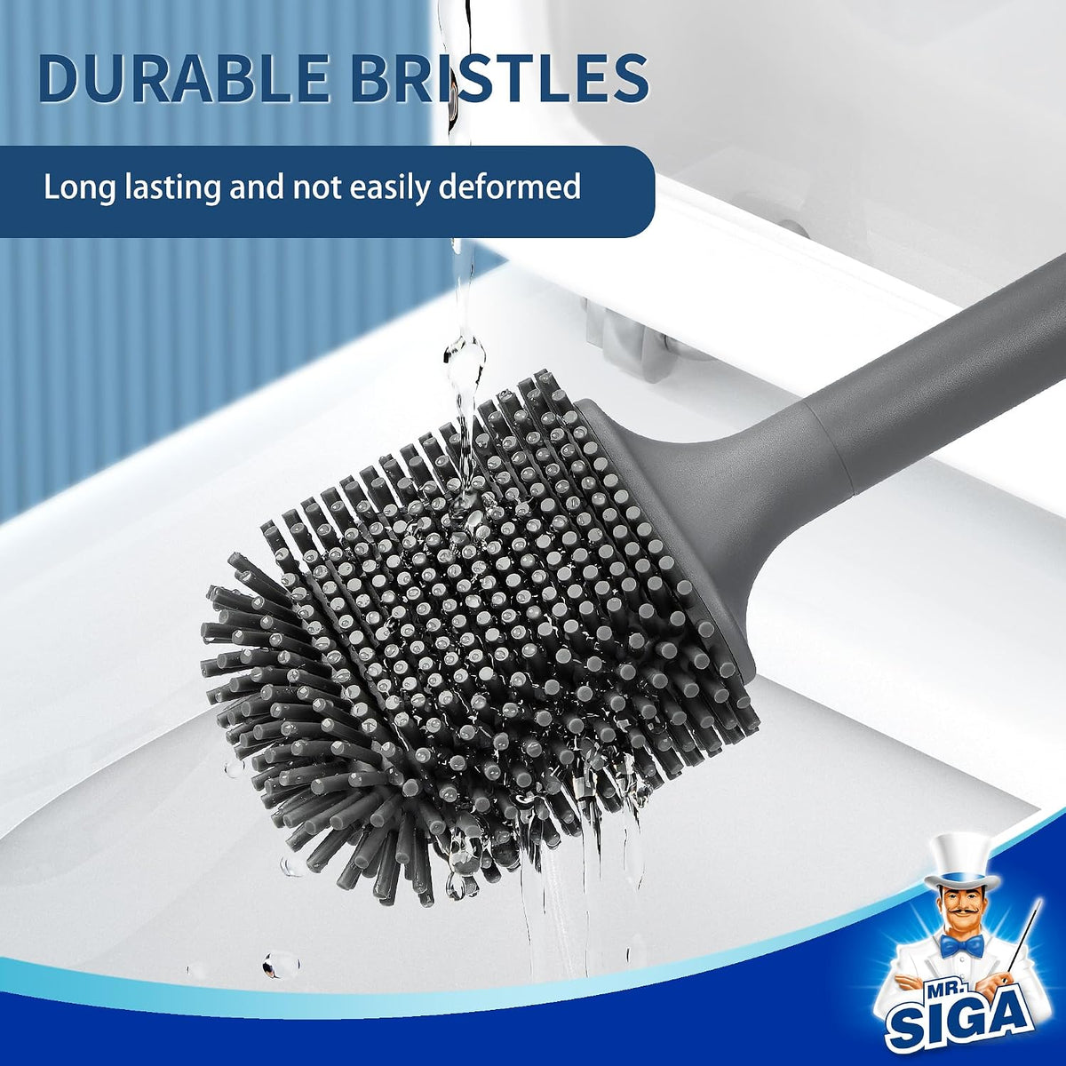MR.SIGA Toilet Brush and Holder Wall Mounted, Gray, 1 Pack