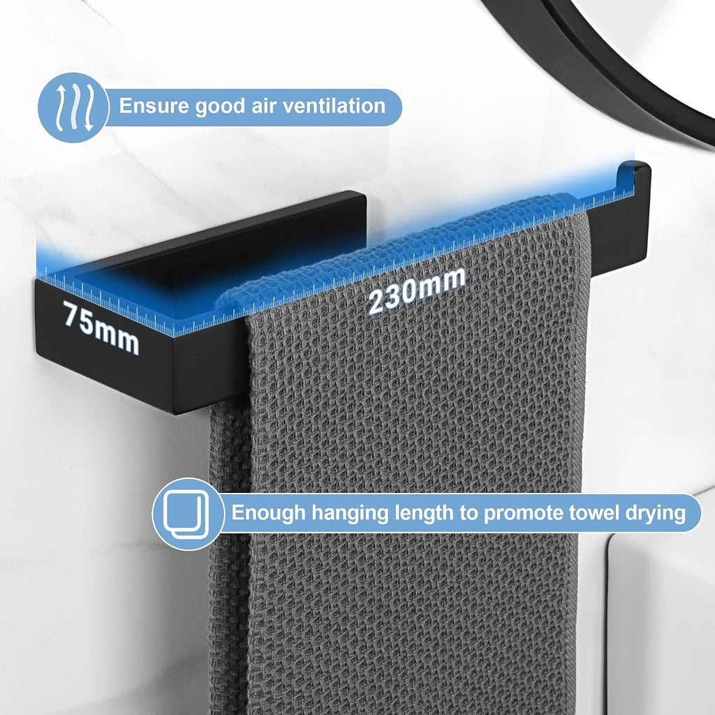 Sayayo Bathroom Hand Towel Holder, Black Towel Bar Wall Mounted