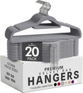 Utopia Home Velvet Hangers 20 Pack – Premium Hangers with Tie Bar - Grey
