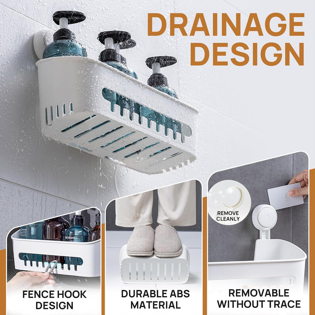 LEVERLOC Shower Caddy Suction Cup,Shower Organizer Bathroom Shelf