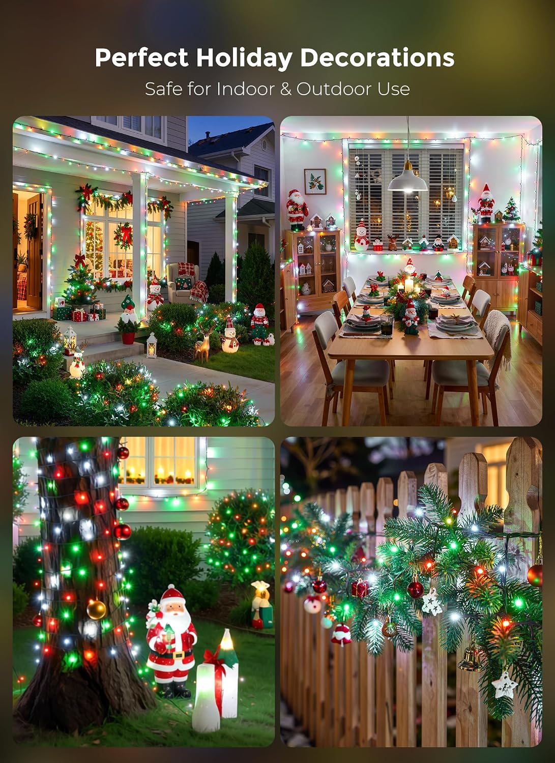 Brightown 330FT 1000LED Christmas String Lights Outdoor Red White and Green