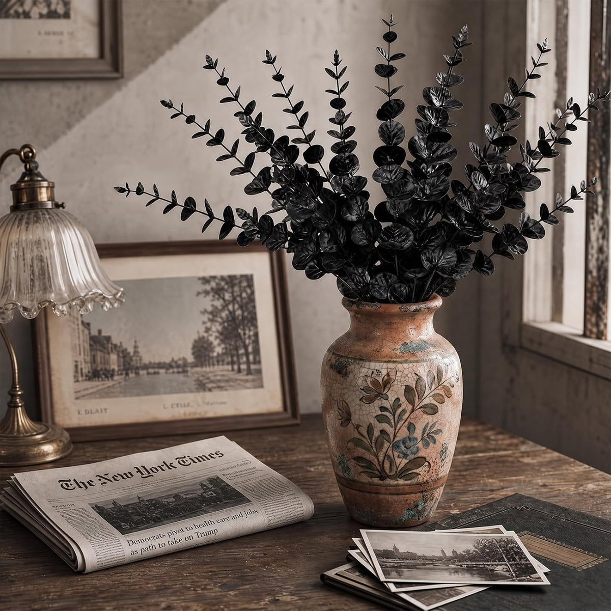 CLEANGOR Artificial Eucalyptus Stems (24, Black)