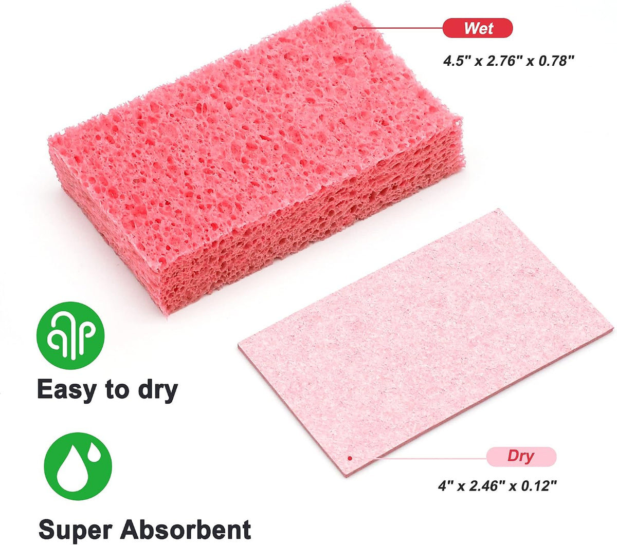ARCLIBER 12 Pack Cellulose Scrub Sponges Non-Scratch Heavy Duty Kitchen