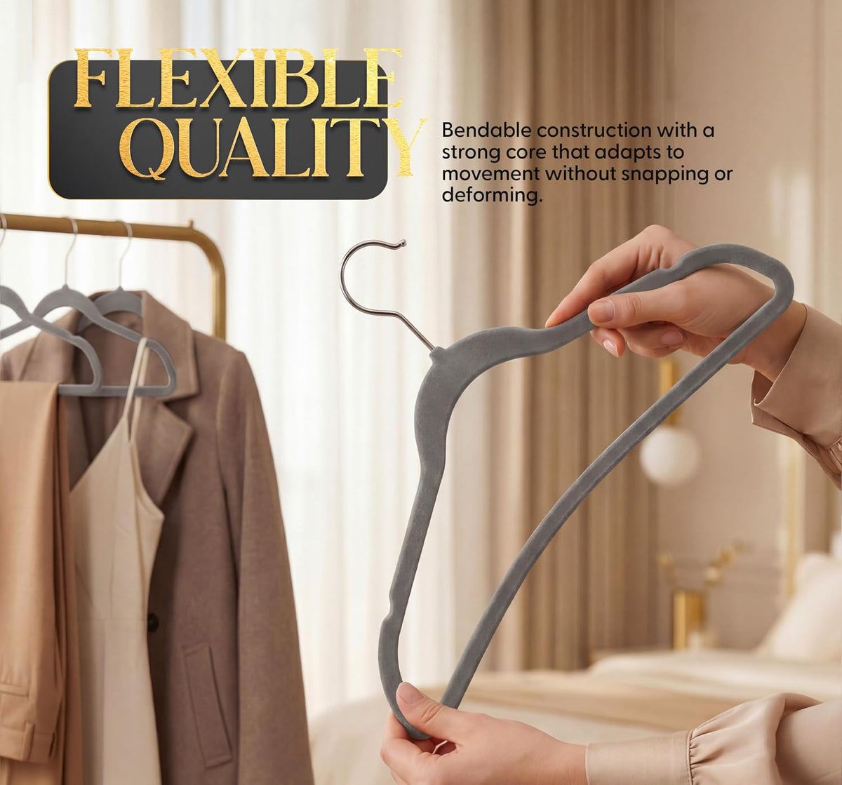 Beddora Velvet Hangers 50-Pack,Grey Non-Slip Slim Space-Saving Closet Organizer, Suit & Coat Hangers, Heavy-Duty, 360° Swivel Hook