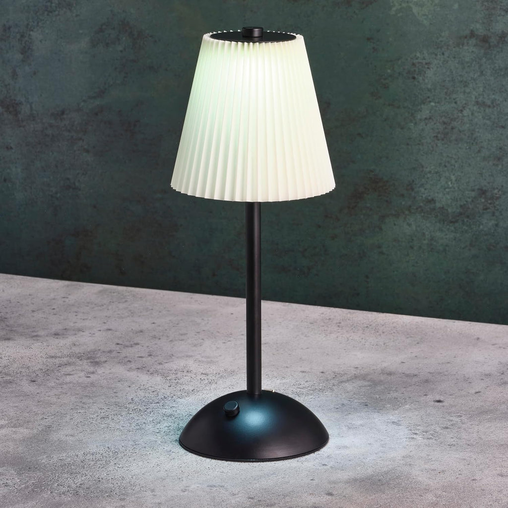 Elements 11.6-Inch Black Rechargeable LED Table Lamp - Touch Control with 3 Light Colors, Stepless Dimming, Metal Construction, 1200mAh Battery, USB-C Charging, Perfect for Home Office and Living Room