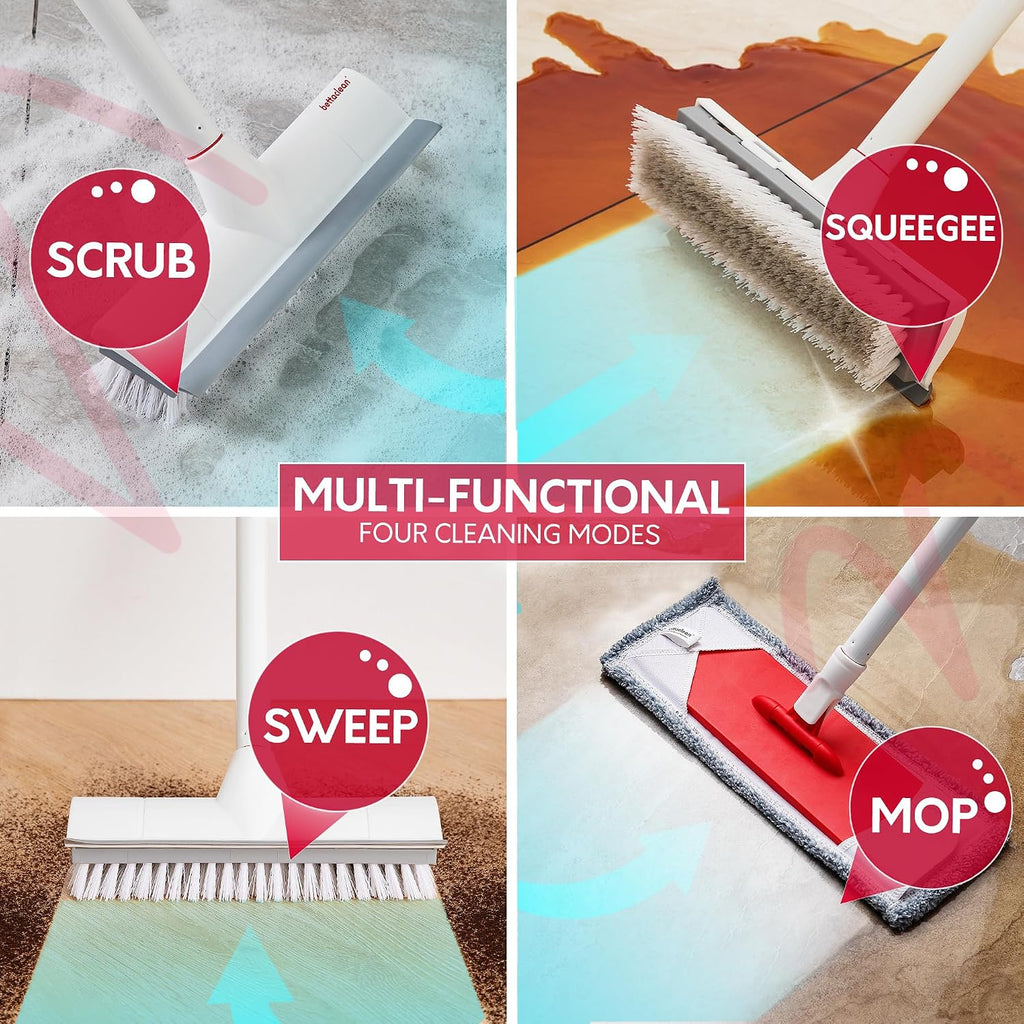 Outdoor Mop and Bucket Set with Scrub Brush for Concrete, Patio, Deck