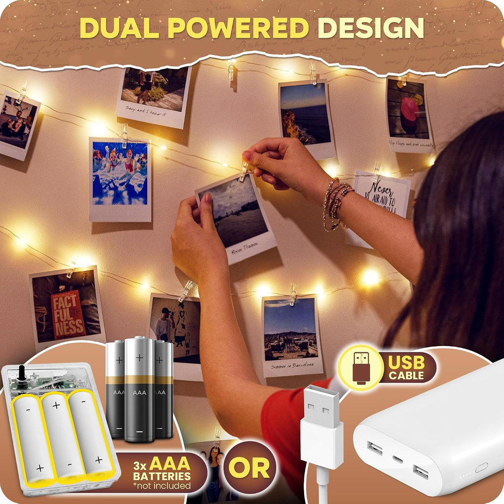 Mind-Glowing Photo Clip String Lights, Warm White (50 LED, 16.4 ft)