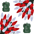 2 Pack Total 100 LED C6 Battery Operated Christmas Lights Red & White