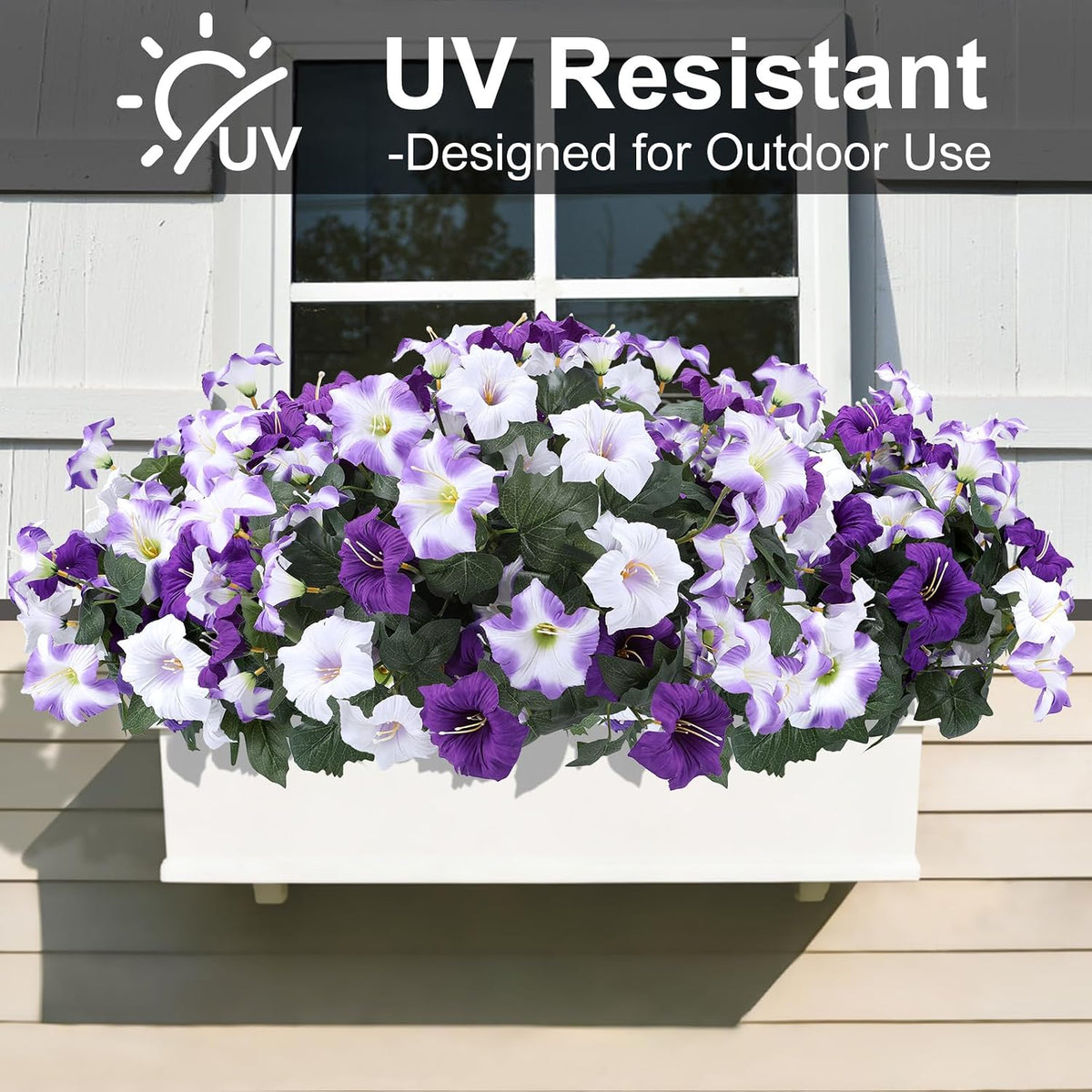 Geegoods Artificial Petunias Flowers for Outdoors, 4 Bundles UV Resistant