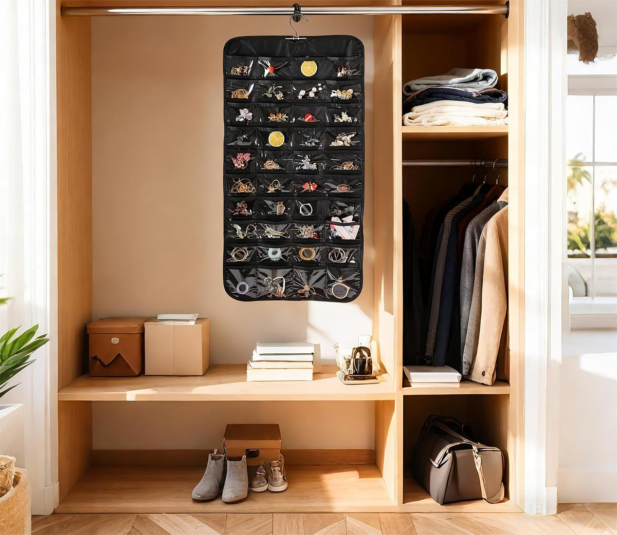 Bloss Hanging Jewelry Organizer for Closet, 80 Pockets