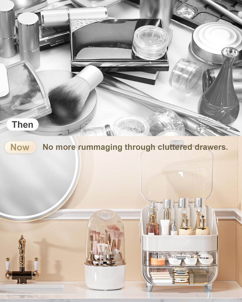 Anylady Makeup Organizer Countertop, Skincare Holder Bathroom Counter Organizer, Storage Box Cosmetic Display Cases, Teen Girl Gifts Make up Organizers for Vanity, Dresser