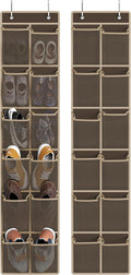 Simple Houseware 12 Pockets Large Over Door Shoe Organizer, 2 Pack, Brown