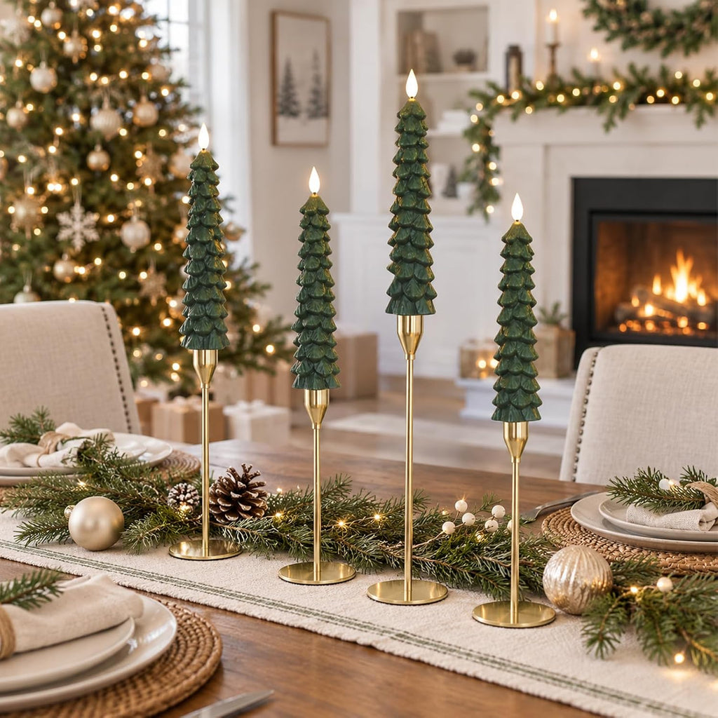 Christmas Decorations for Home, Christmas Tree Flameless Taper Candles