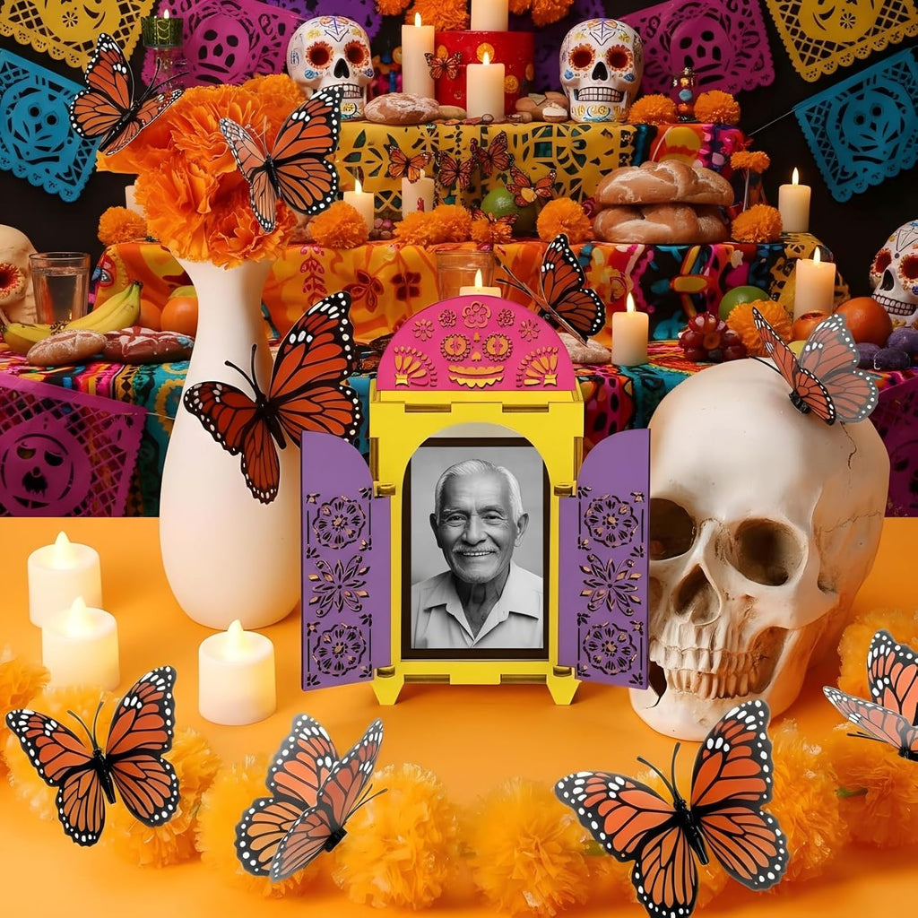 Chunful 27 Pcs Dia De Los Muertos Ofrenda Altar Decorations Wood Shadow Box