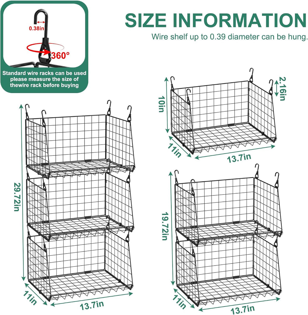 Jsskeeim 3 Pack Under Bottom Shelf Hanging Baskets for Pantry