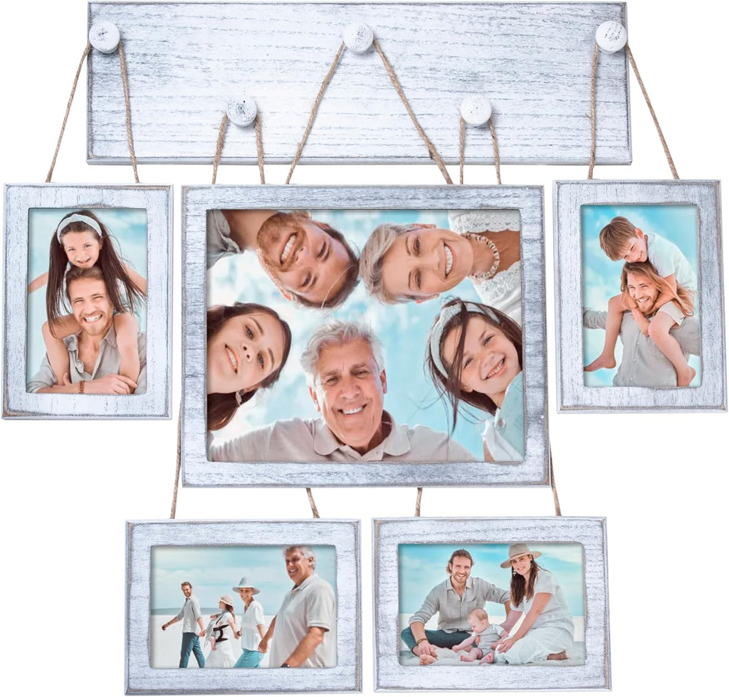 Collage Picture Frames 4x6 Set of 5 for Wall – Rustic White Farmhouse