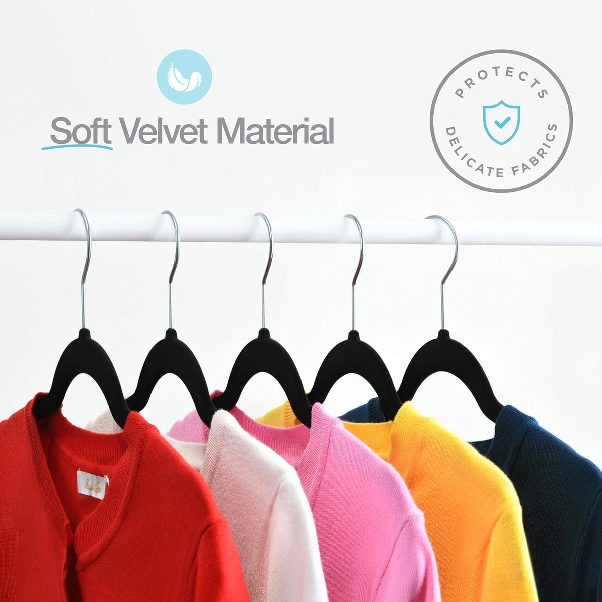 Home-it Premium Velvet Hangers 50 Pack - Black Slim Non-Slip Felt Hangers