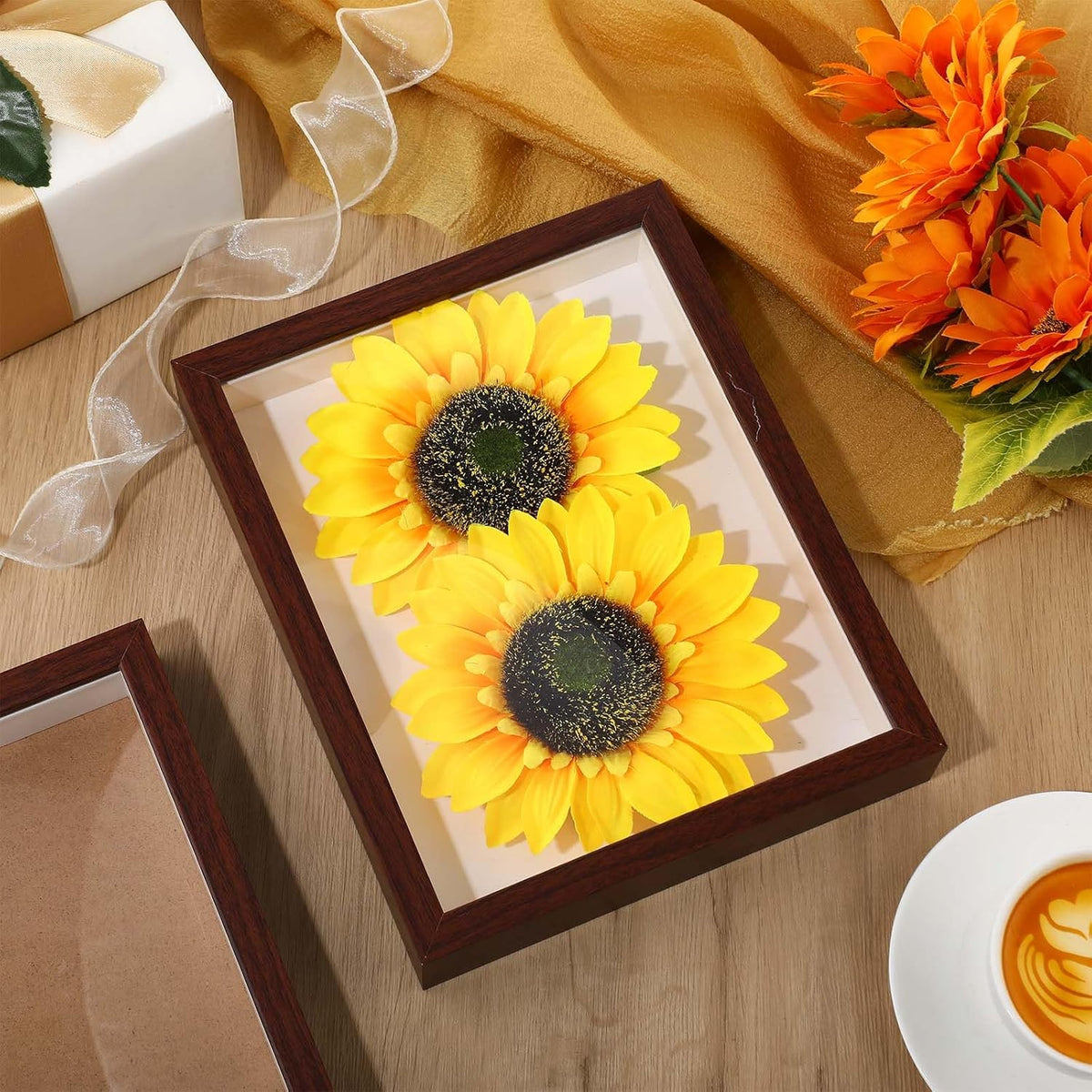 4 Pack 8x10 Shadow Box Frames, Walnut Display Case with Felt Back