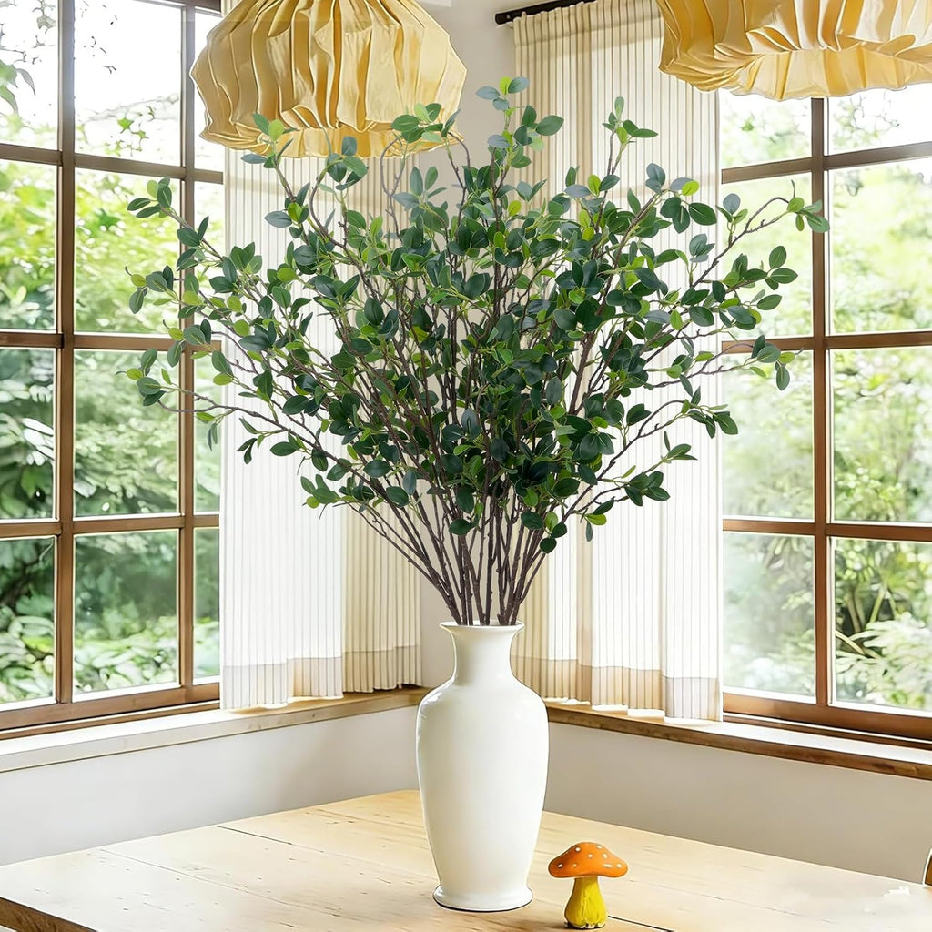 10Pcs Artificial Greenery Stems 43" Faux Ficus, Eucalyptus Stems