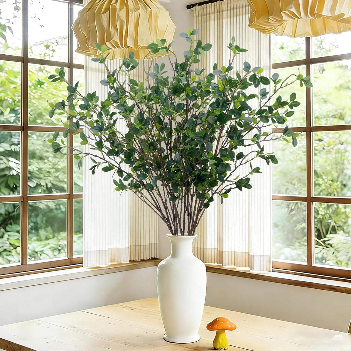 10Pcs Artificial Greenery Stems 43" Faux Ficus, Eucalyptus Stems