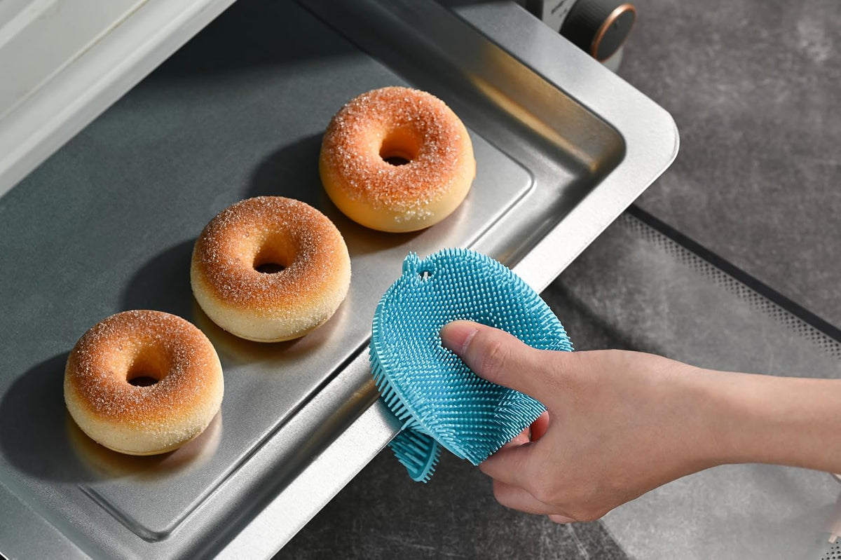 Fox Run Silicone Whale Dish Scrubber, 6" Multipurpose Kitchen Cleaning Pad