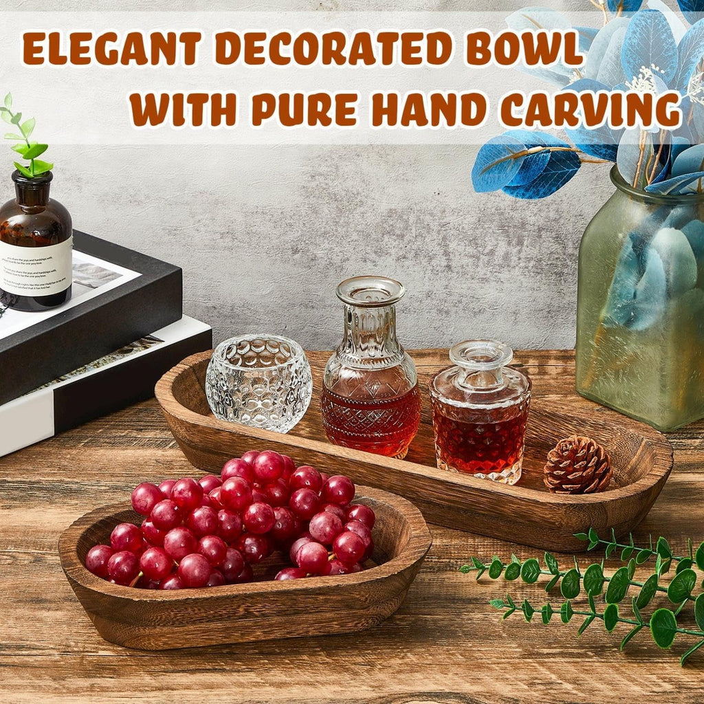 Tessco for you 2 Wooden Dough Bowls,10 x 6 x 2 Inch, 16 x 6 x 2 Inch,Brown