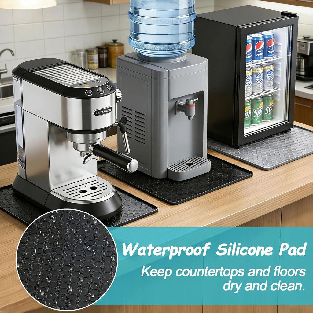 19.7"x19.7" Waterproof Silicone Floor Mat for Mini Fridge Mat, Refrigerator Tray & Drip Mat with Raised Edges, Fits Under Sink, Washer & Cooler, Anti-Slip(Grey)