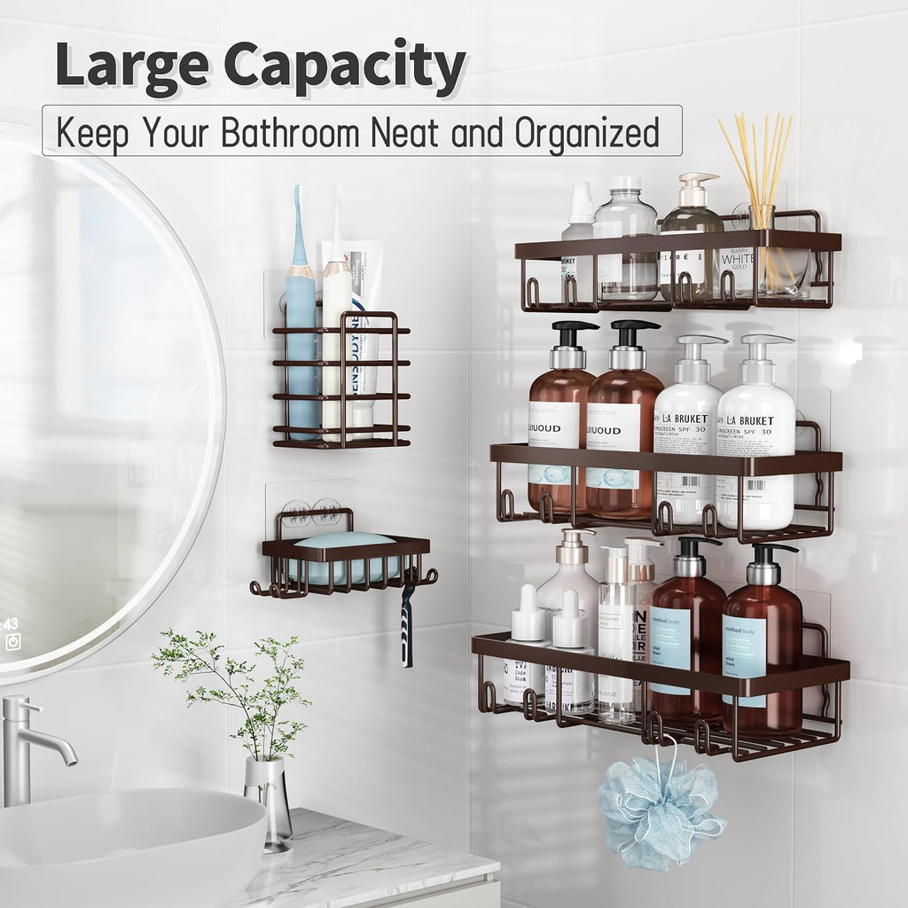 Liuoud 5 Pack Shower Caddy for Inside shower, Brown Bathroom Decor Set