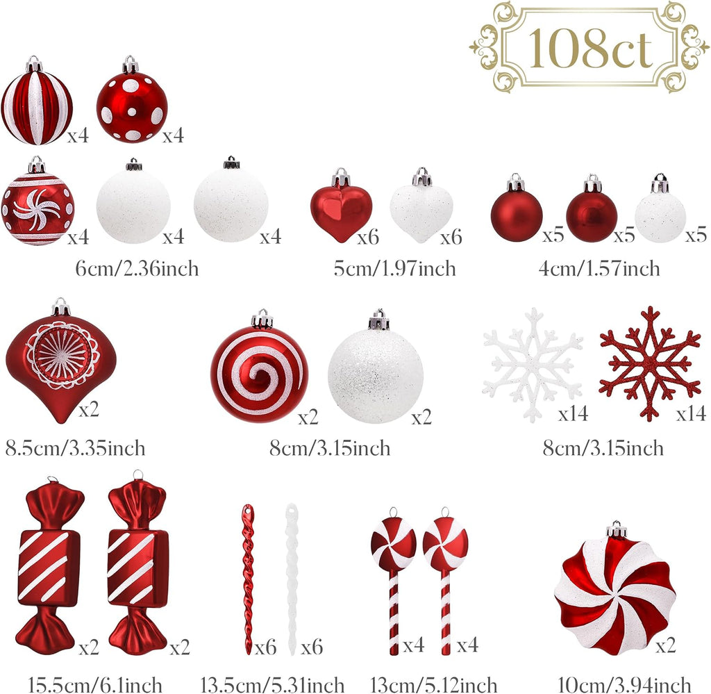 Valery Madelyn 108ct Christmas Ornaments Tree Decorations Set