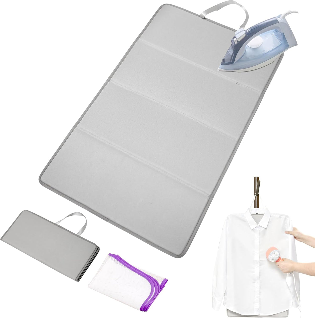 Large Ironing Mat with Mesh Pad, Foldable & Portable