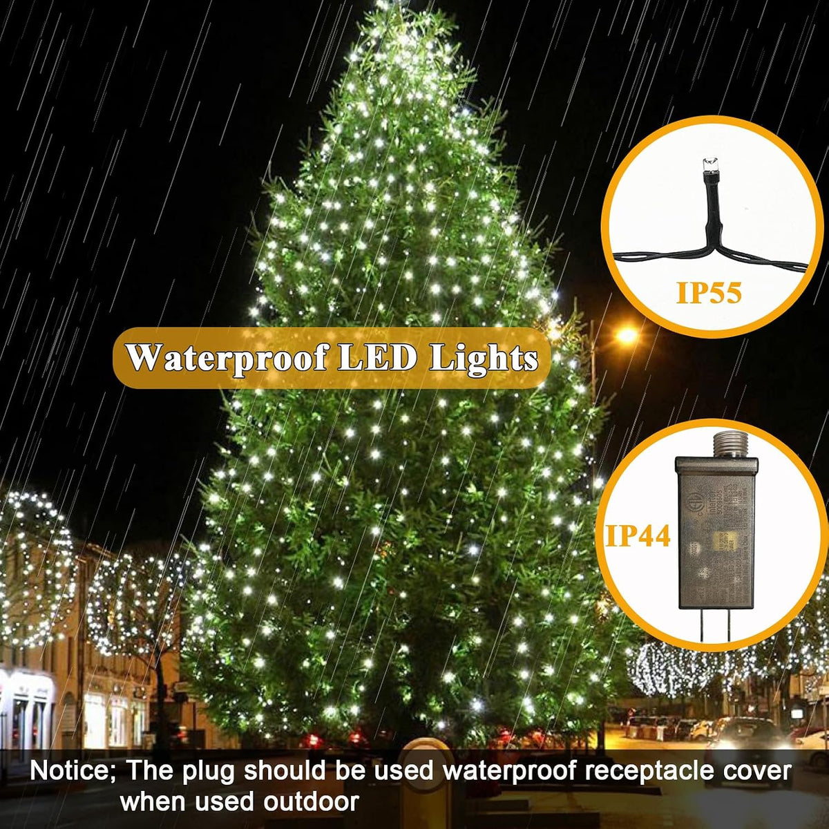 Wafloter 9.2ft x 16 Lines Multicolor to White Color Changing Christmas Tree Lights with Ring, 480 LEDs Xmas String Lights w/Remote,11 Light Mode, Timer & Memory for 5-9.2ft Christmas Tree Decorations
