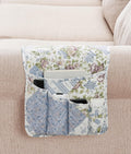 Brilliant Sunshine Blue Roses Patchwork Couch Armrest Organizer, 35"×13"