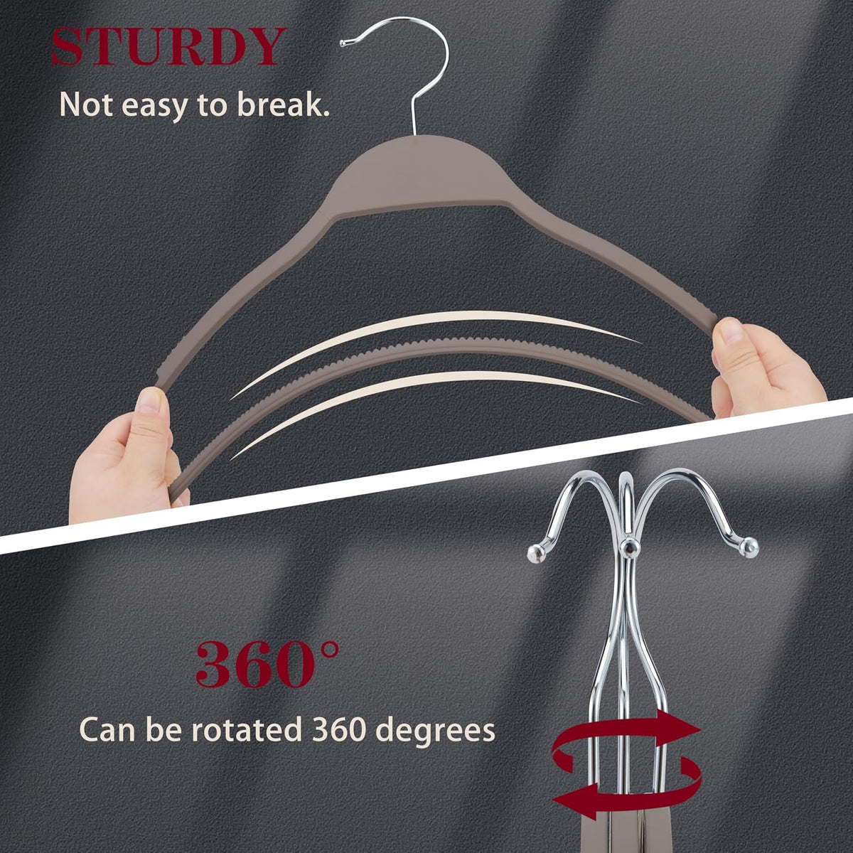 Non-Slip Rubber Coated Hangers, 20 Pack Space Saving Hangers
