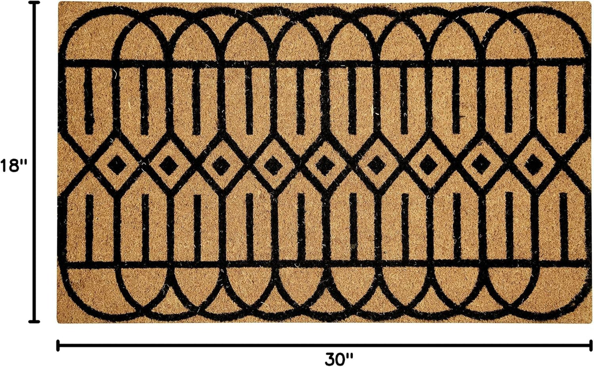 Ackland Coir Doormat | Clara Black Geometric | 18" x 30"