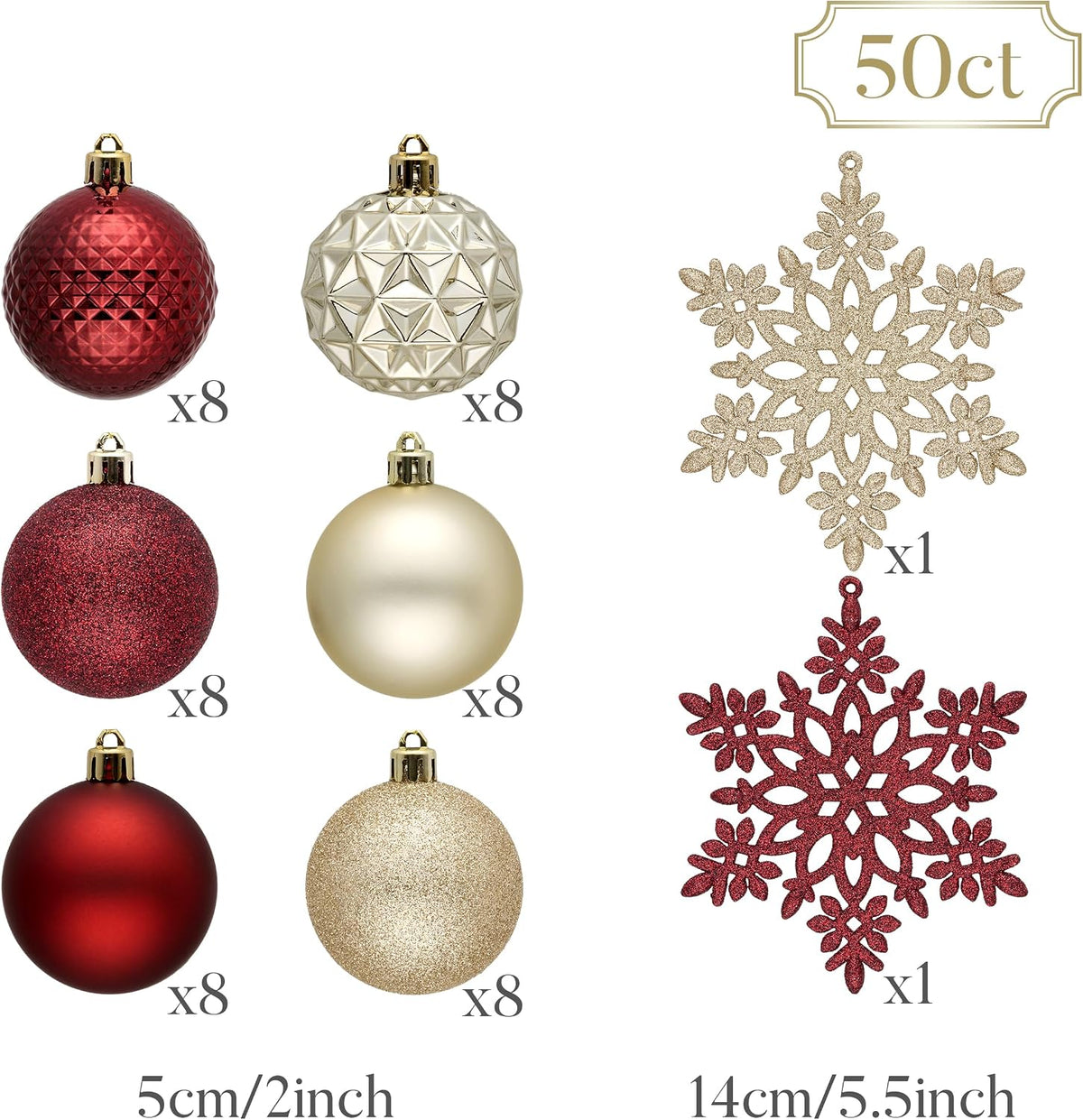 Valery Madelyn 50ct Christmas Tree Decorations Ball Ornaments 2 Inches