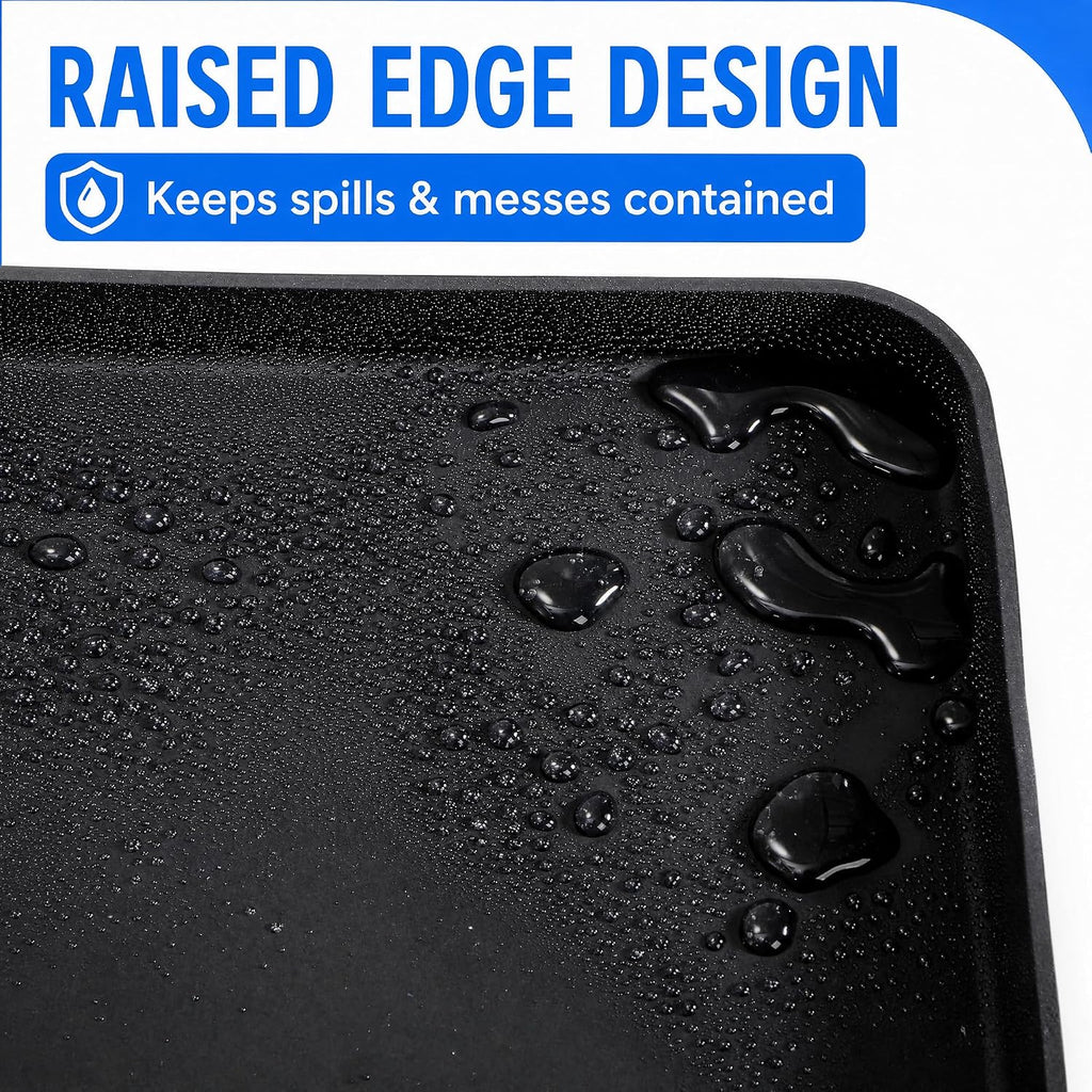 Fasmov Mini Fridge Silicone Mat with Raised Edges, 24''x24''x0.8'', Refrigerator Floor Protector Mat, Under Refrigerator Mat Mini Fridge Drip Pan Prevents Appliance Leakage Water Spills, Black