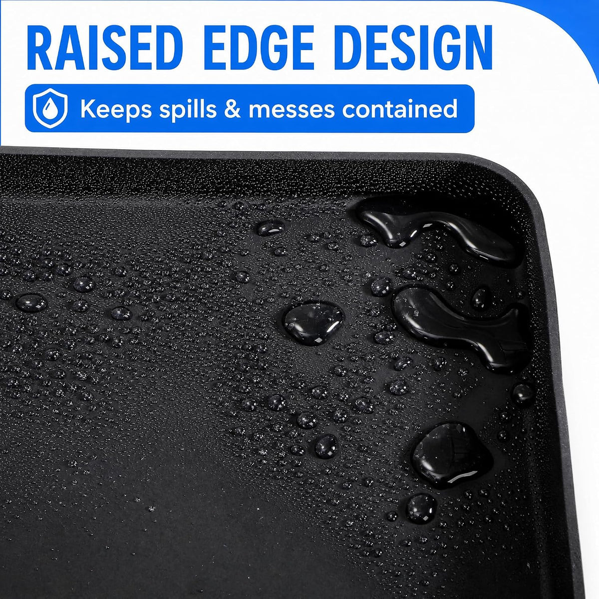 Fasmov Mini Fridge Silicone Mat with Raised Edges, 24''x24''x0.8'', Refrigerator Floor Protector Mat, Under Refrigerator Mat Mini Fridge Drip Pan Prevents Appliance Leakage Water Spills, Black