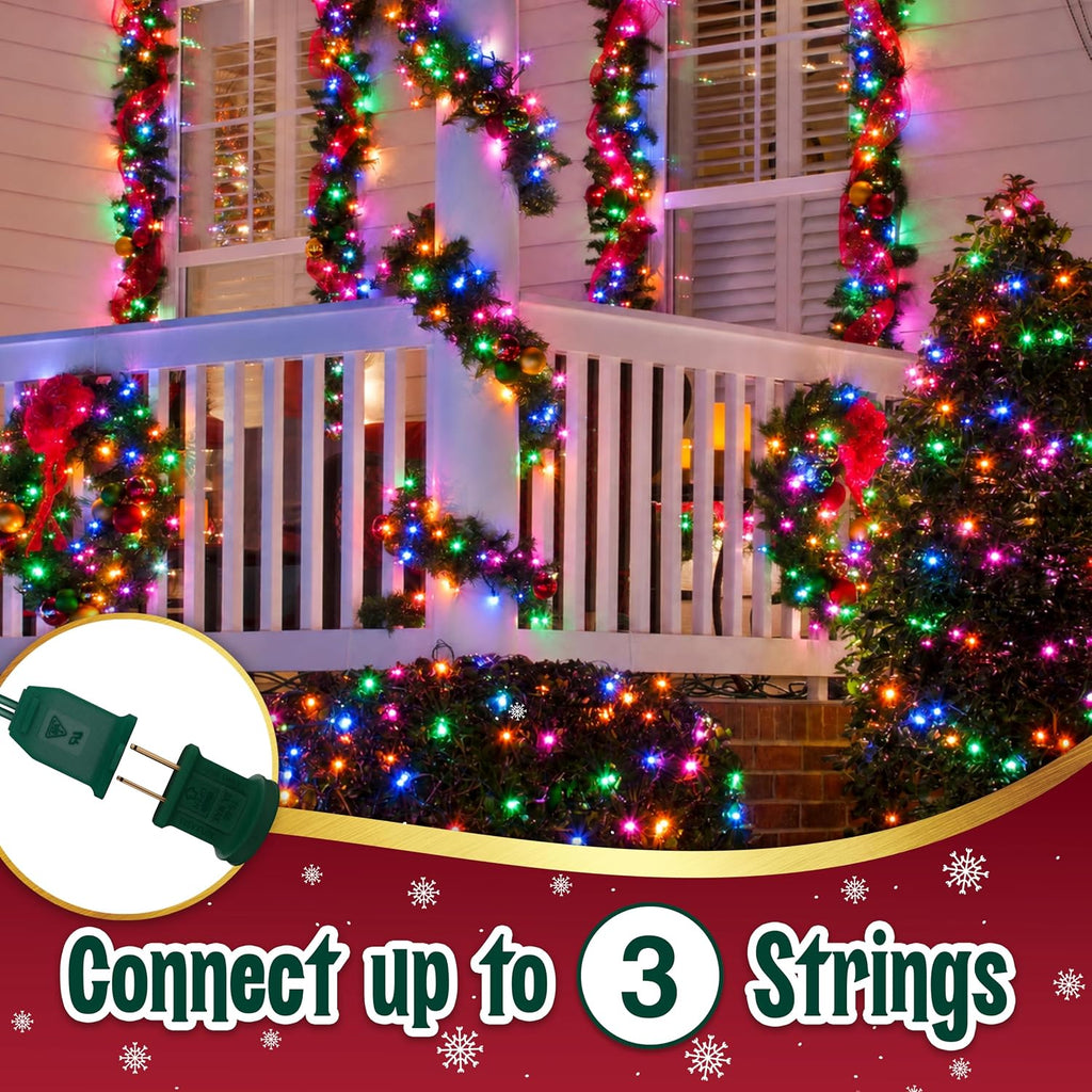 Christmas Lights for Tree - 300 Count Colored Xmas Lights | 58.4 FT Total