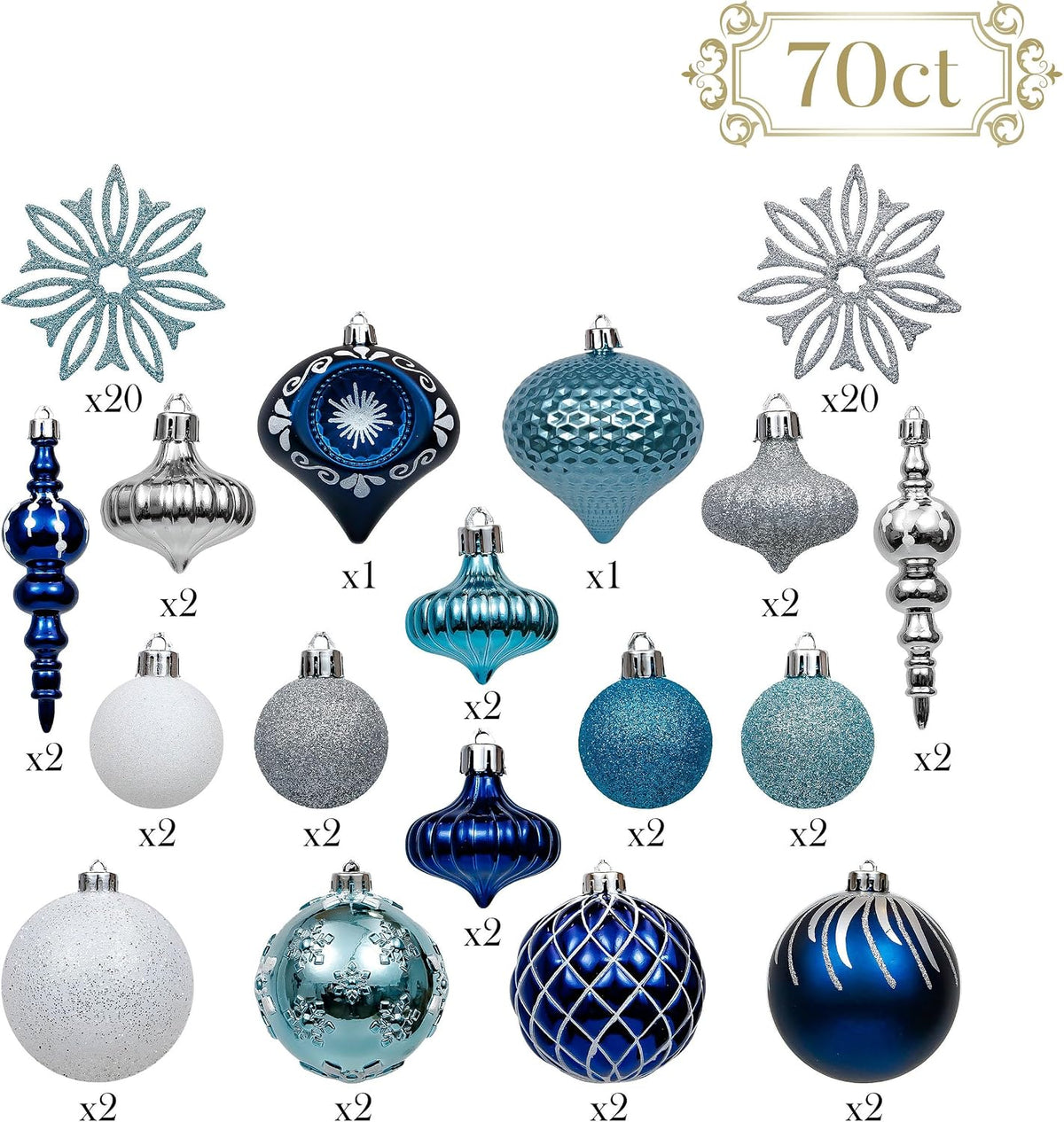 Valery Madelyn 70ct Christmas Tree Decorations Ball Ornaments Set