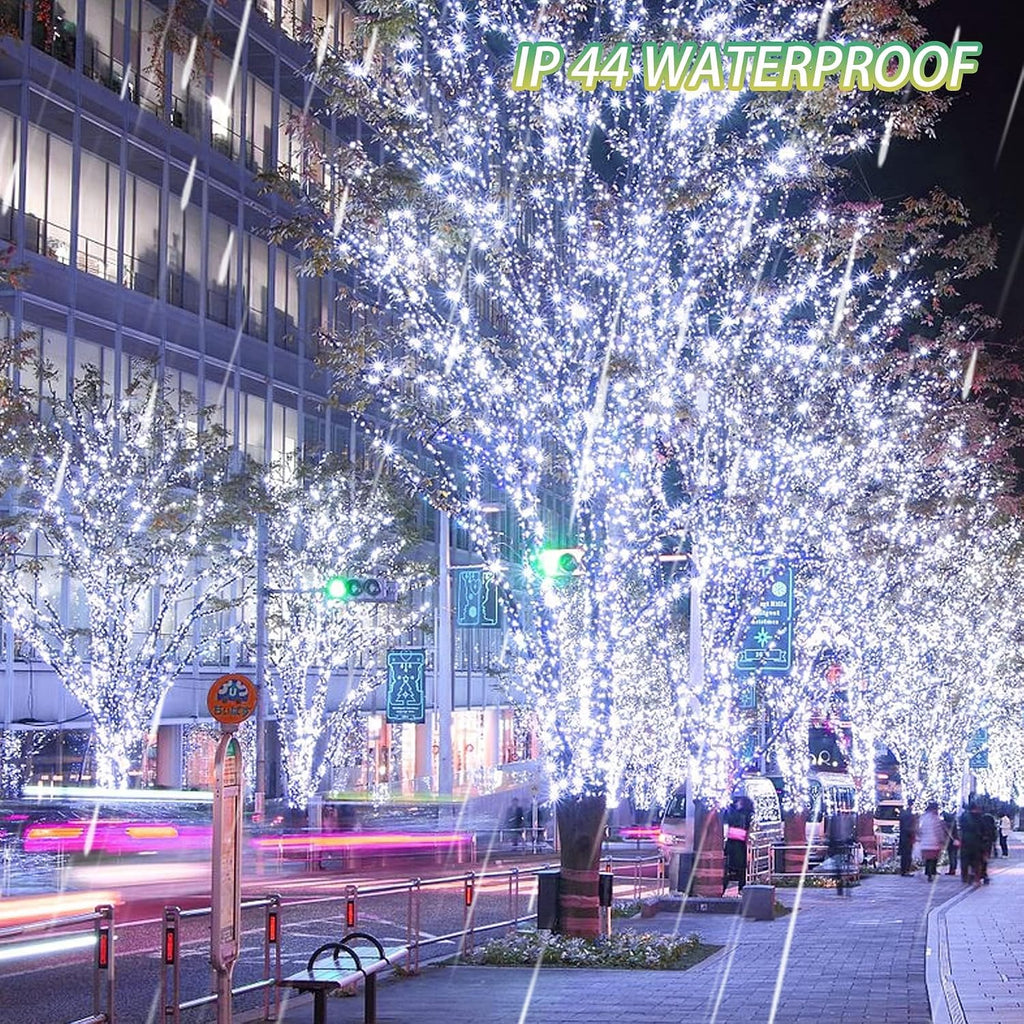 FUNPENY 164FT 500 LED Christmas Indoor Outdoor Decorative String Lights, 8 Modes Waterproof LED Fairy Light with Remote for Christmas Party Wedding Garden Home Decoration (White)