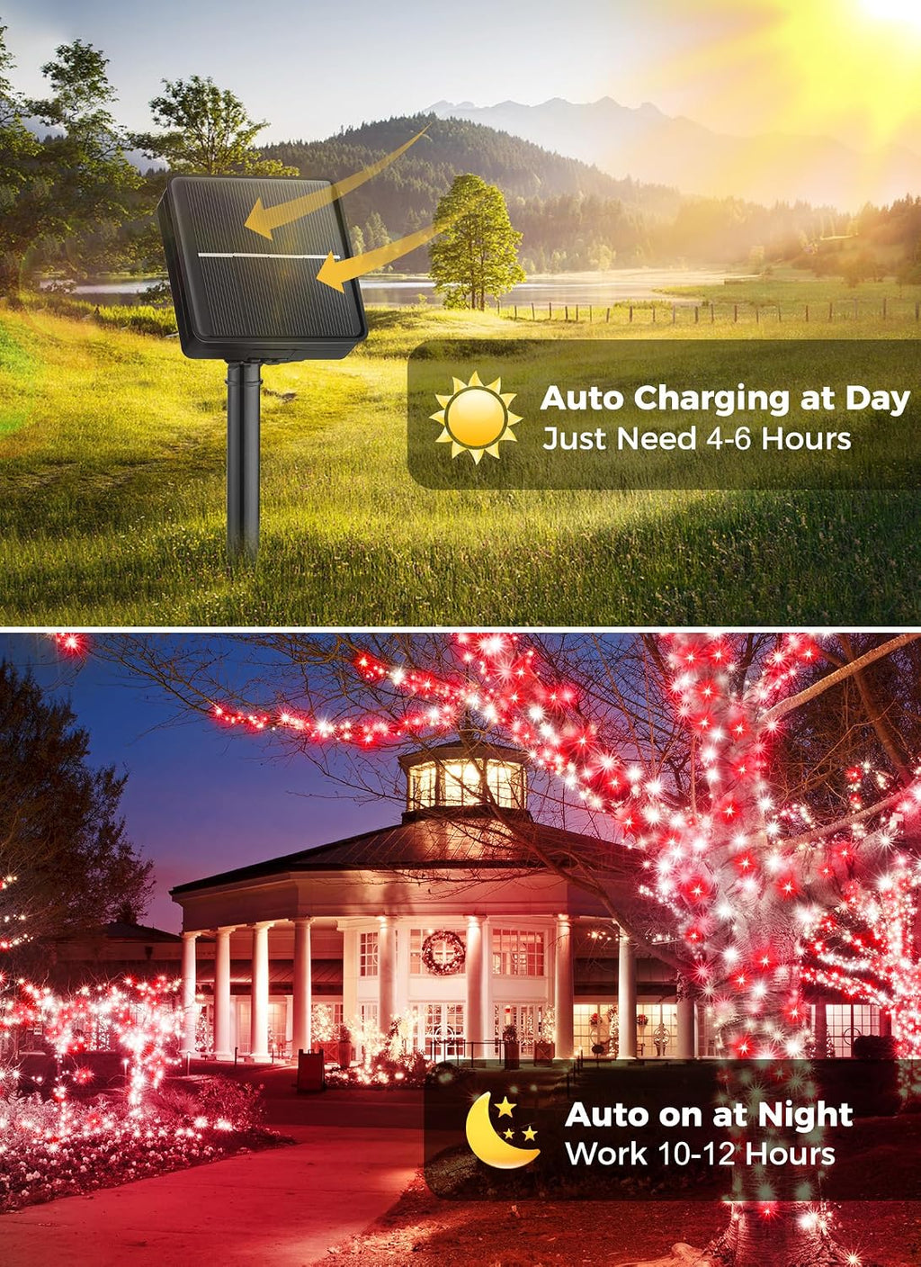 Minetom Solar Christmas Lights Outdoor Waterproof, 2Pack Total 80FT 200 LED